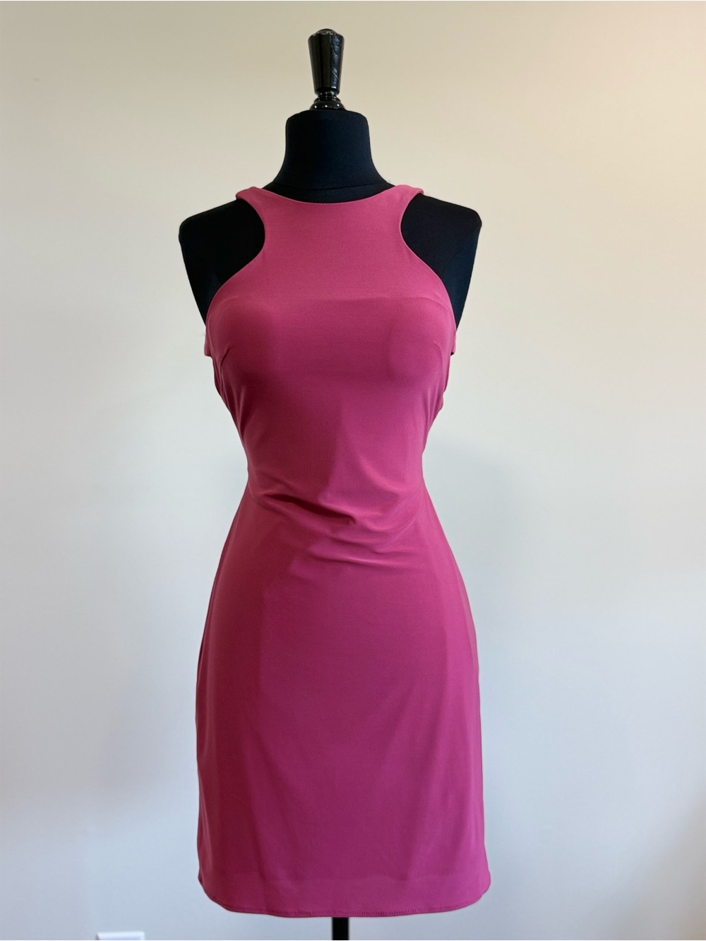 Alyce Paris Fitted Hot Pink Backless Sheath Dress
